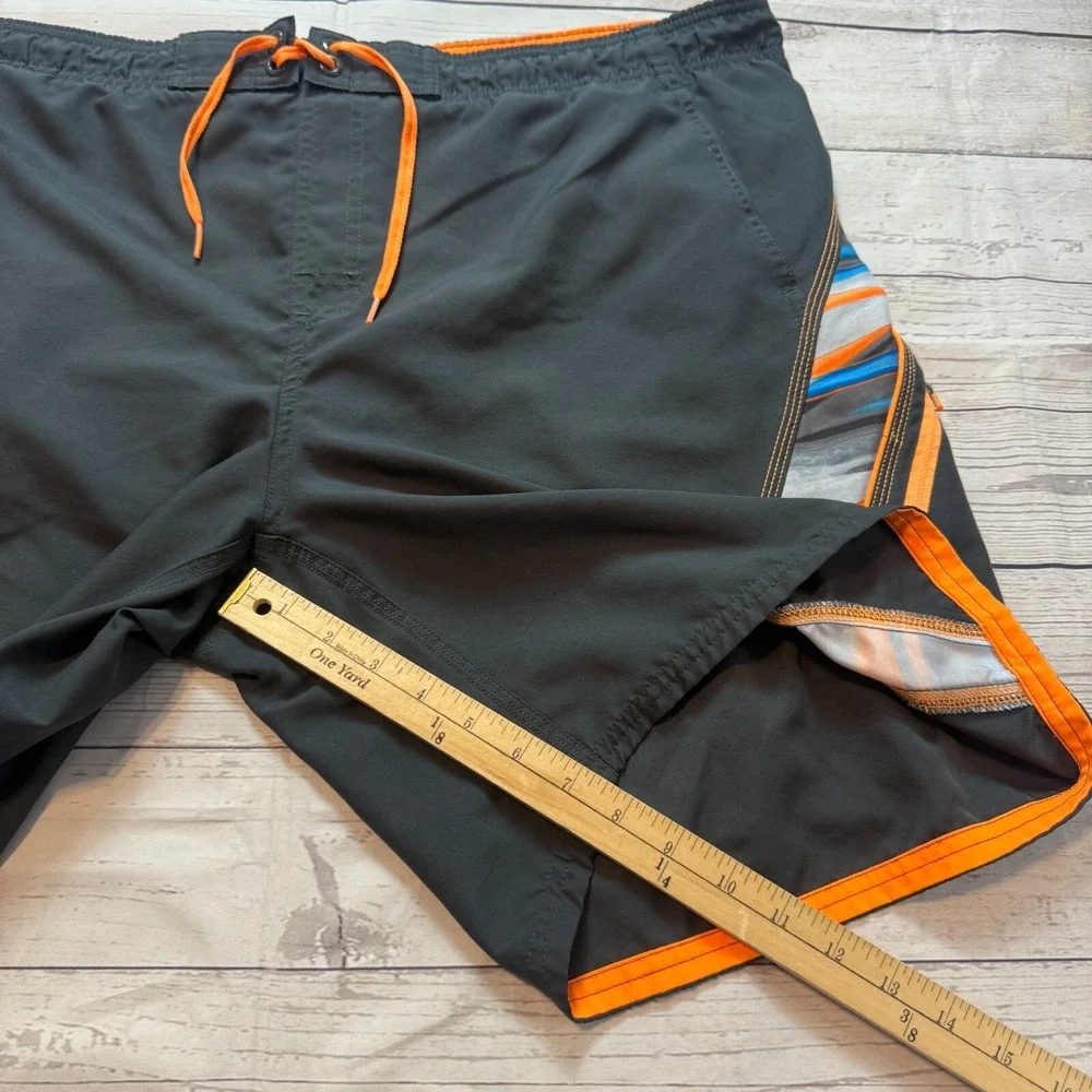 Nike Swim Trunks Fade Stripe Volley Black Orange‎ Swimsuit Shorts Men's Size 2XL
